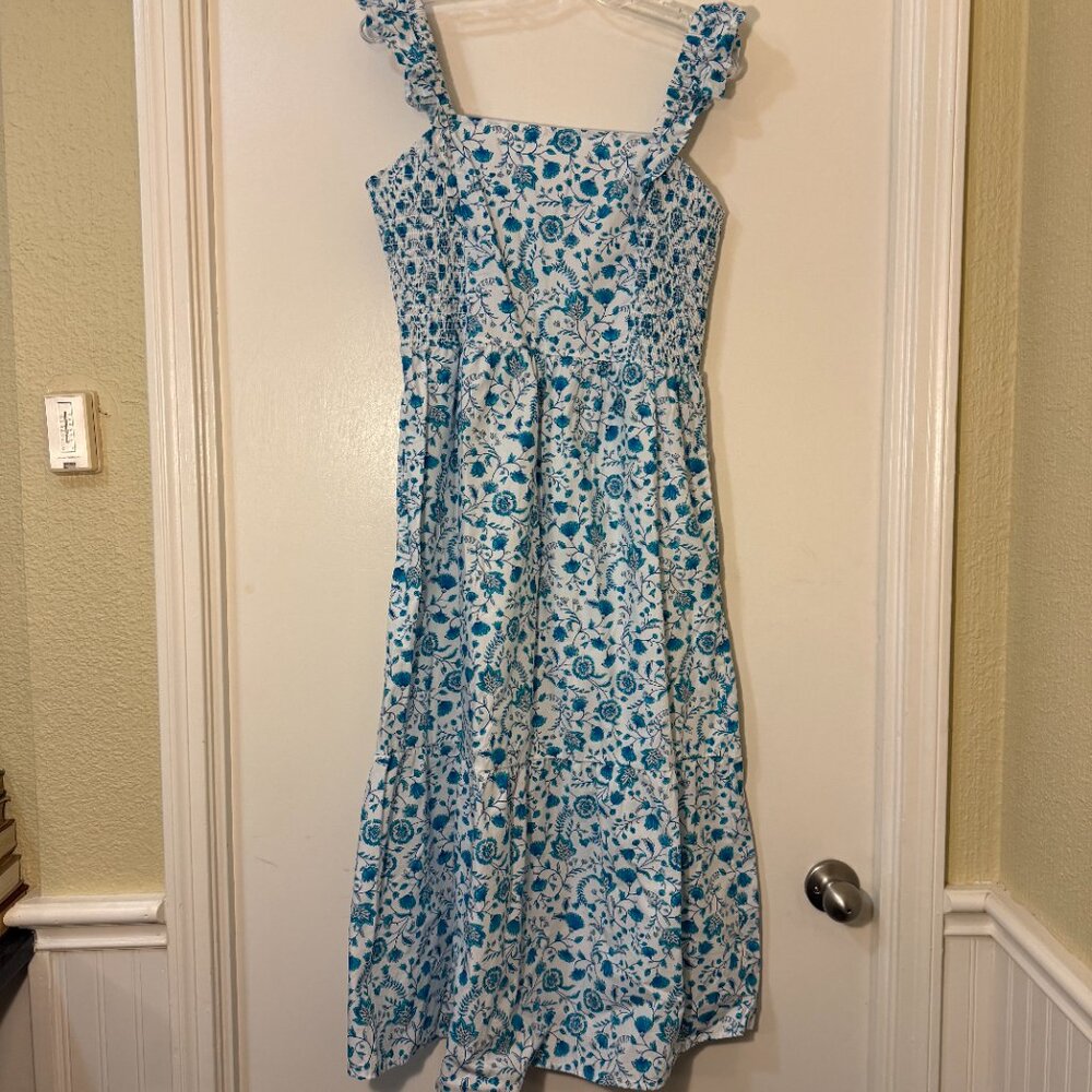Draper James Blue & White Paisley Flutter Sleeve Midi Dress – Size Large